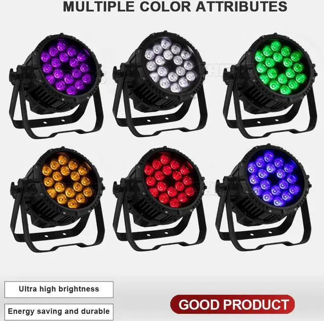 Alt view image 2 of 5 - 2PCS Waterproof Led Par 18x18W RGBW UV 6in1 18x12W 4in1 DJ DMX Outdoor IP65 Wall Waher Stage Disco Aluminum Concert Light