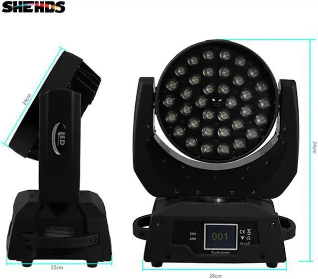 Alt view image 3 of 5 - Quality Touch Screen 36x18W RGBWA UV 6in1 LED Zoom Moving Head Wash Light Projector Perfect For DJ Disco Party And Nightclub