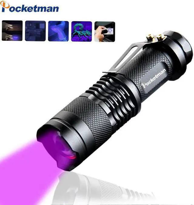Main image of flashlight Mini LED Torch 395nm blacklight Wavelength Violet Light 9LED Flash Light Torch lantern Aluminum Lamp