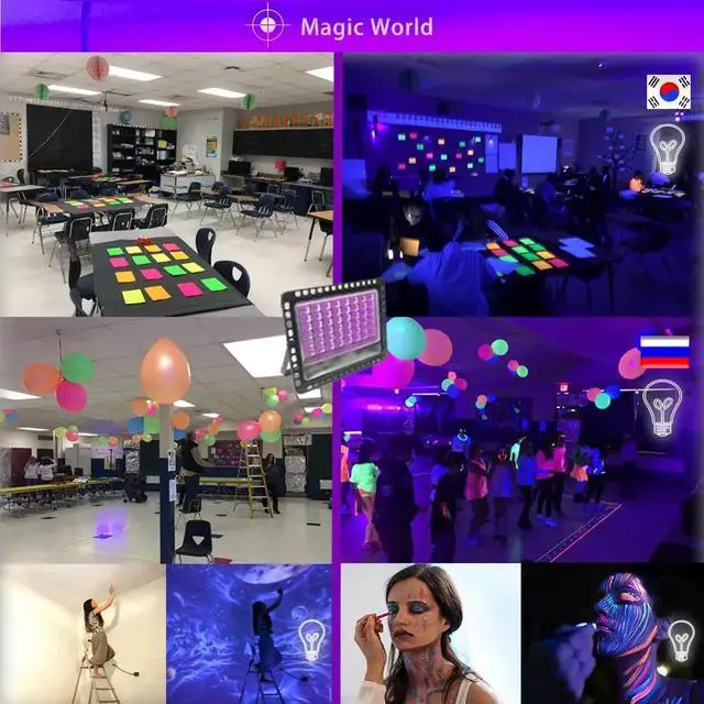 Alt view image 5 of 5 - Disco Dj LED Stage Light Effect UV Lamp Ultraviolet Black Par Laser Party KTV Christmas Halloween Spotlight Smoke Machine Bulb