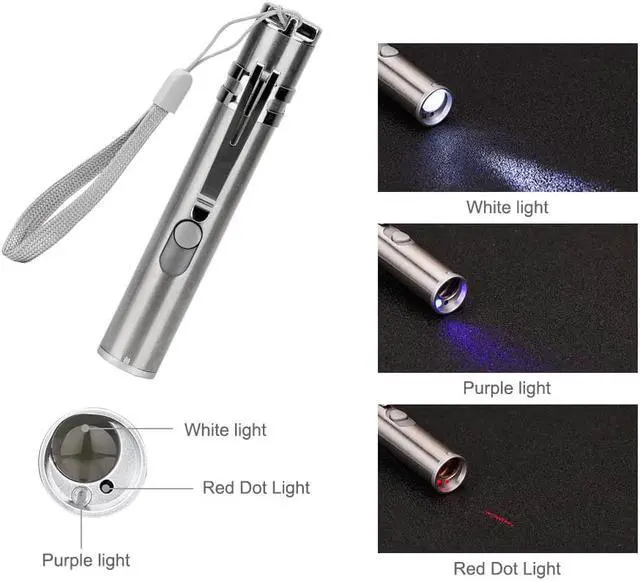Alt view image 4 of 5 - 3 in1 800LM Mini Aluminium Alloy USB Rechargeable LED Laser Pointer & UV Torch Pen & Flashlight Multifunction Lamp