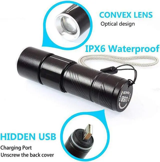 Alt view image 4 of 5 - Quality UV LightUV Light 365nm LED UV Flashlight Torch Light Lamp Safety UV Detection USB Rechargeable Torch