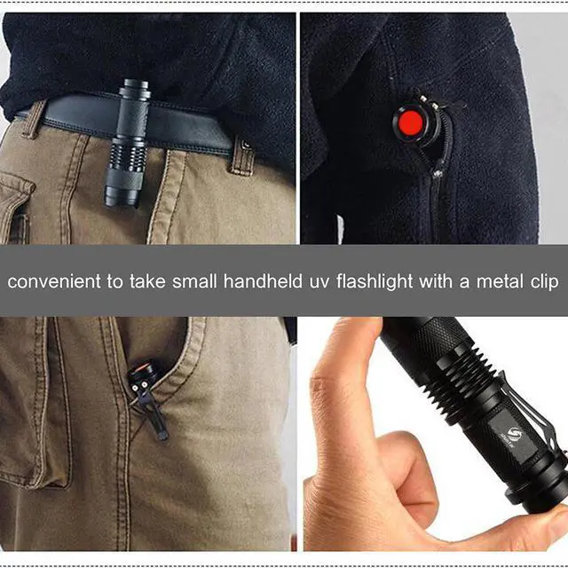 Alt view image 4 of 5 - Flashlight Ultra Violet Light With Zoom Function Mini Black Light Pet Urine Stains Detector Scorpion Use AA/14500 battery