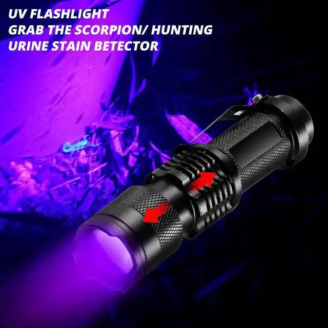 Main image of UV Flashlight Zoomable 365nm 395nm Ultra Violet Light Pet Scorpion Urine Stains Detector USB rechargeable