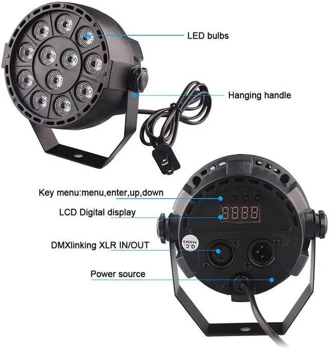 Alt view image 2 of 5 - Stage DJ Disco Show Club Party Lights DMX512 Master-slave 12x3W UV Auto Sound Active Ultraviolet Black Light Par Light