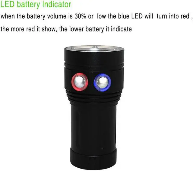 Alt view image 5 of 5 - Diving Flashlight  G2+XPE+UV Ultraviolet  Photography Video light 20000LM underwater 100m waterproof Tactical torch