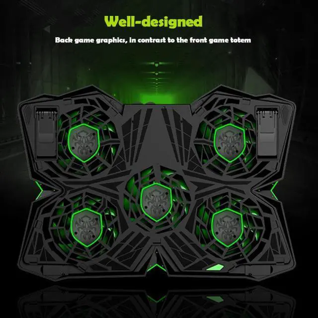 Alt view image 2 of 5 - Cooler Notebook Cooling Pad With 5 LED Fan USB Cooler Pad Computer Stand Mat For 12-17 Inch PC  Speed Adjustable