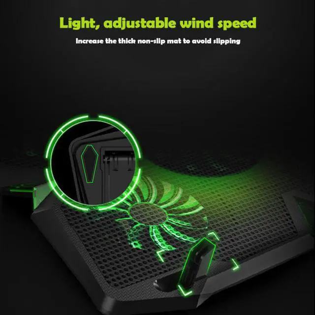 Alt view image 4 of 5 - Cooler Notebook Cooling Pad With 5 LED Fan USB Cooler Pad Computer Stand Mat For 12-17 Inch PC  Speed Adjustable