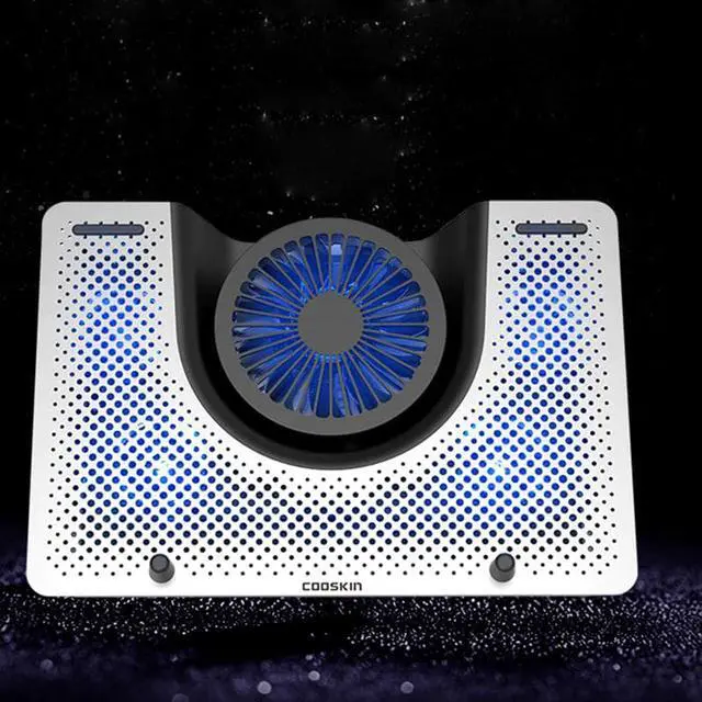 Alt view image 2 of 5 - aluminum laptop cooling pad holder stand USB radiator fan cooler cold notebook PC accessories refrigerator plate
