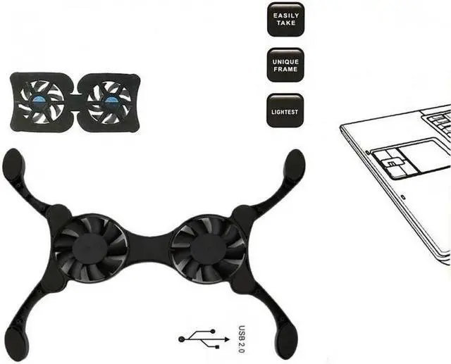 Alt view image 5 of 5 - USB Laptop Cooling Pads With Double Fans Mini Octopus Notebook Cooler Cooling Pad For 7-15 Inch Notebook Laptop