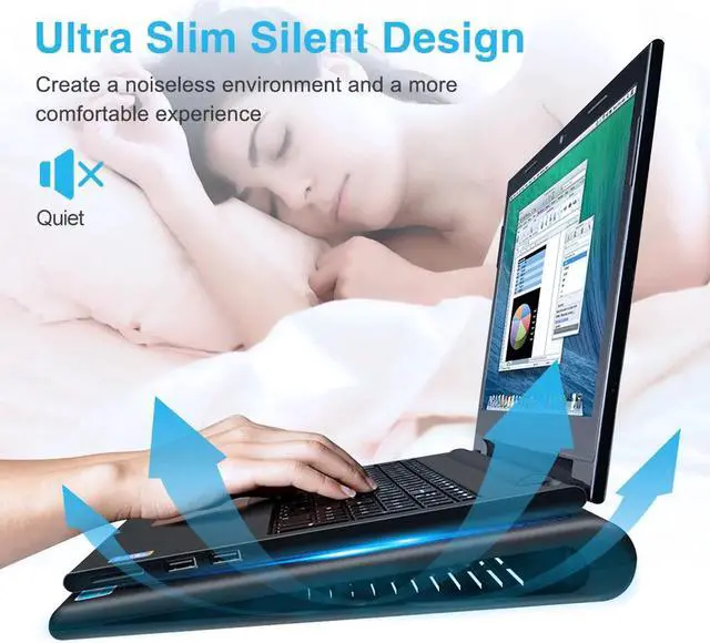 Alt view image 3 of 5 - Laptop and Notebook Cooling Pad 2 Fans Laptop Cooler fits 9 -16 inch for Laptop PC Computer Cooling Pad