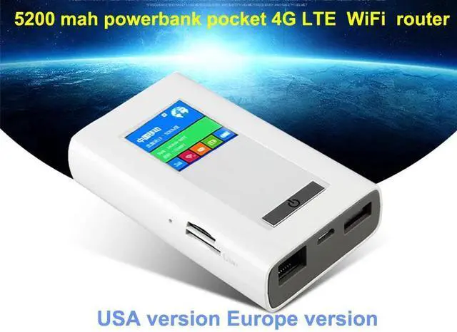 Main image of 5200mAh power bank 3G 4G LTE wifi router Wireless Unlocked pocket Hotspot dual Sim Card Slots RJ45 port car wifi modem
