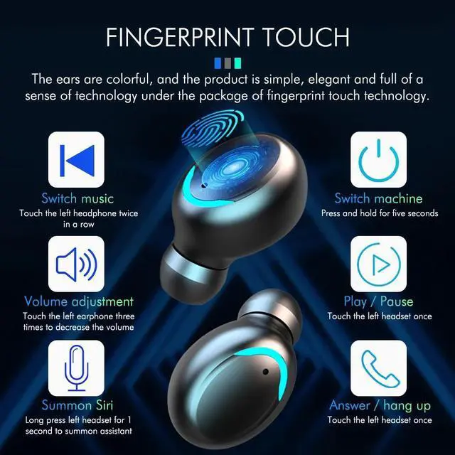 Alt view image 2 of 5 - big capacity Power Bank Earphones Bluetooth Wireless Sport In Ear TWS Gaming Headset Noise Earbuds with Mic for IPhone