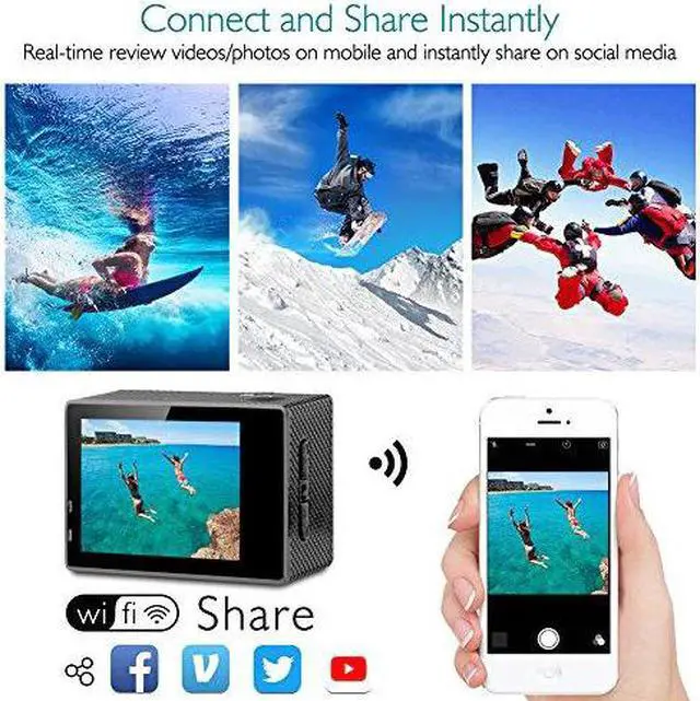 Alt view image 4 of 5 - DragonTouch 4K Action Camera 16MP Vision 3 170 Wide Angle WiFi Sports Camera Underwater Waterproof Camera Remote Control