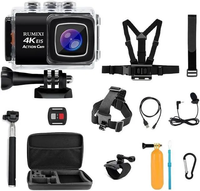 Alt view image 2 of 5 - 4K Sports Action Camera With EIS Function Remote Controller External Mic 30M Waterproof WIFI Video Recording Cameras Accessories