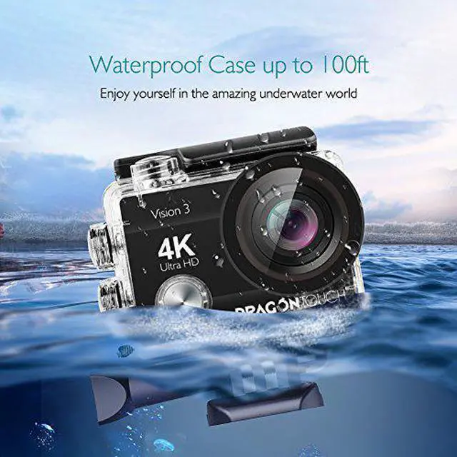 Alt view image 2 of 5 - DragonTouch 4K Action Camera 16MP Vision 3 170 Wide Angle WiFi Sports Camera Underwater Waterproof Camera Remote Control