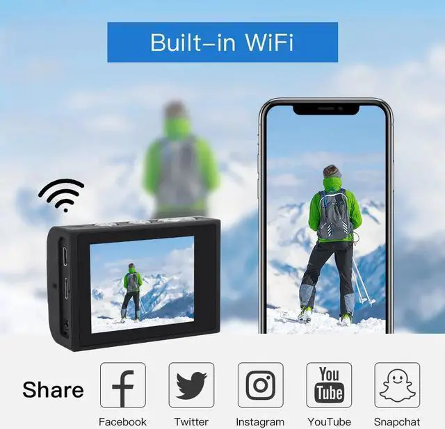 Alt view image 3 of 5 - 4K Sports Action Camera With EIS Function Remote Controller External Mic 30M Waterproof WIFI Video Recording Cameras Accessories