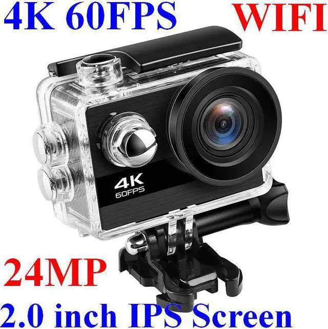 Alt view image 2 of 5 - 24MP Wifi Action Camera Ultra HD 4K 60fps 2.0'' IPS Screen Sport Camera 170D Underwater Go Waterproof Pro Sports DV DVR Camera