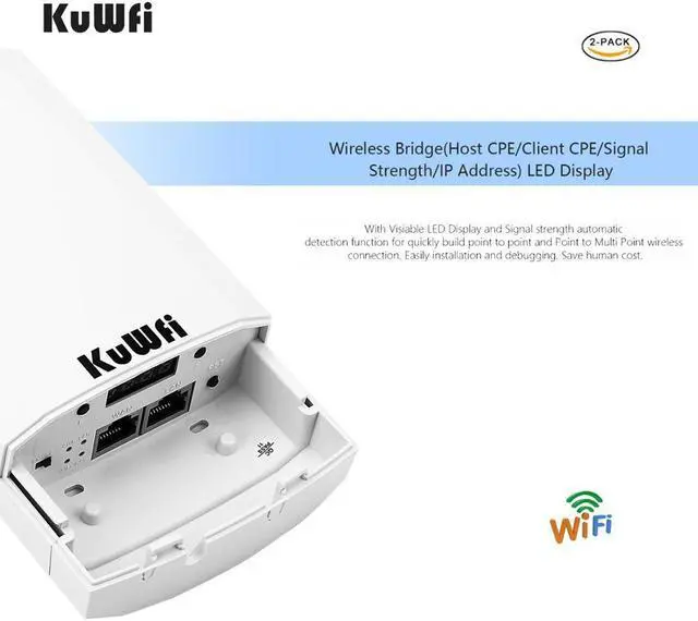 Alt view image 5 of 5 - Router 1KM 300Mbps Wireless Router Outdoor&Indoor CPE Router Kit Wireless Bridge Wifi Repeater Support WDS Long Range