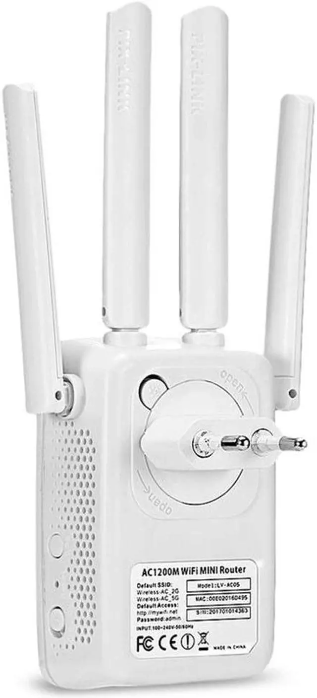 Alt view image 5 of 5 - 1200Mbps Wall Plug Routers AC1200 Dual Band Wireless Wi-Fi AP Wifi Repeater Router Extender Booster 2.4/5GHz English Firmware