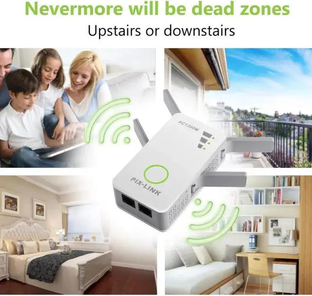 Alt view image 4 of 5 - Original  300/1200Mbps Router WiFi Extender Signal Booster Wireless Repeater Dual Band 2.4/5GHz Wi-Fi Range Plug in Home