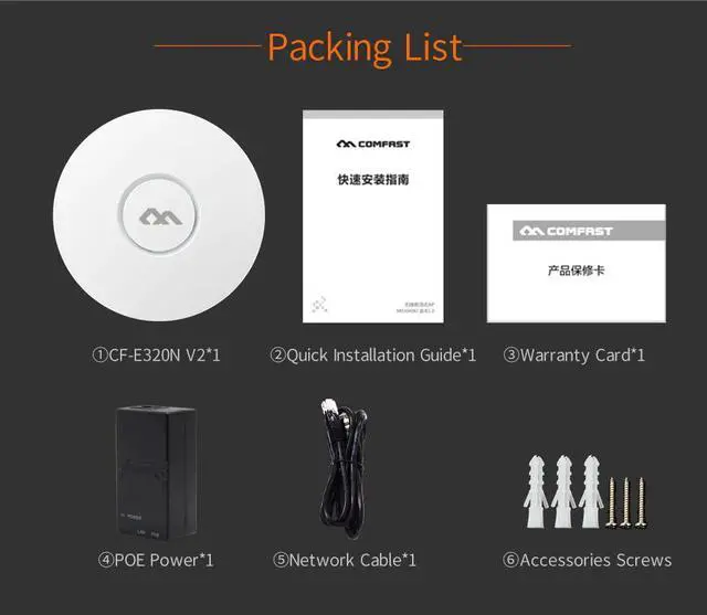 Alt view image 5 of 5 - High Quality Wifi Hotspot 802.11b/g/n 2.4G 300Mbps Ceiling Mount PoE WiFi AP Router Wireless Access Point With 48V Poe Adapter
