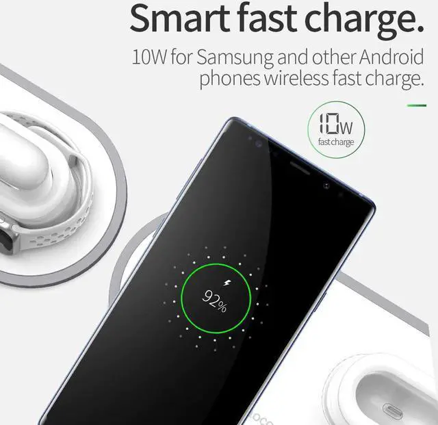 Alt view image 4 of 5 - 3 in 1 Qi Wireless Charger Pad for iPhone 11 pro X XS Max XR for Apple Watch 4 3 2 Airpods 10W Fast Charge For Samsung S10