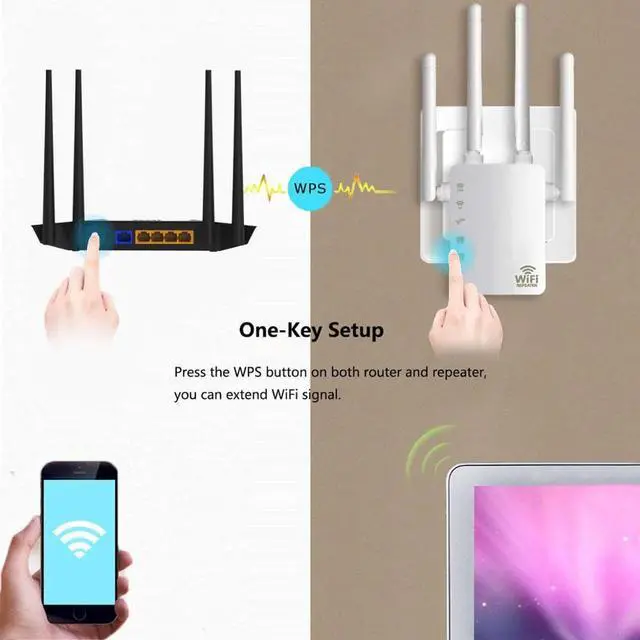 Alt view image 3 of 5 - Range Extender 300/ 1200Mbps Dual Band 2.4/5GHz Wi-Fi Internet Signal Booster Wireless Repeater for Router Easy Setup WPS
