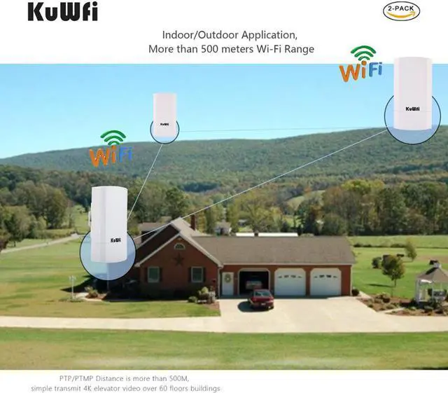 Alt view image 4 of 5 - Router 1KM 300Mbps Wireless Router Outdoor&Indoor CPE Router Kit Wireless Bridge Wifi Repeater Support WDS Long Range