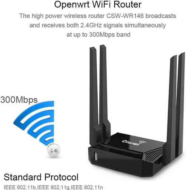 Alt view image 4 of 5 - Router 300Mbps Access Point With 4 External Antennas Hotspot 7620N CPU WiFi Wireless Router USB Sharing English Version