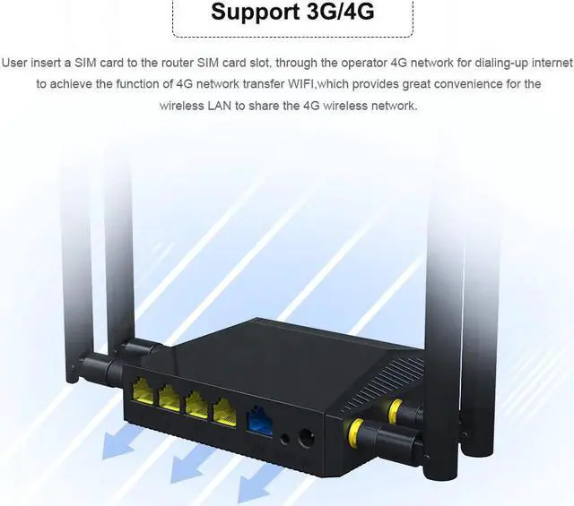Alt view image 3 of 5 - WE3926 Router 3G 4G WiFi Modem With SIM Card Slot 128MB Memory 300Mbps LTE OpenWrt Wireless USB WiFi Router Network SMA \