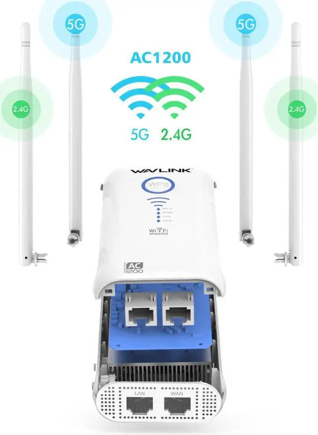 Alt view image 3 of 5 - Router Gigabit WiFi Range Extender/Access Point 1200Mbps wireless wifi Repeater 2.4G+5Ghz Dual band Wi-fi Signal Booster