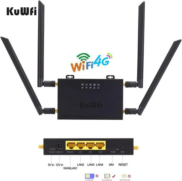 Alt view image 2 of 5 - CAT4 4G LTE CPE Car WiFi 300Mbps Industry Wireless Router High Speed CPE Router with SIM Card Slot /4pcs External Antenna