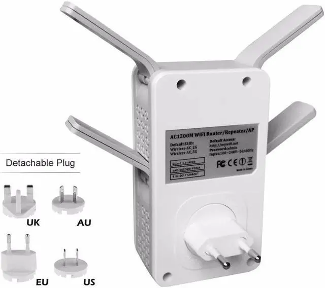 Alt view image 5 of 5 - Original  300/1200Mbps Router WiFi Extender Signal Booster Wireless Repeater Dual Band 2.4/5GHz Wi-Fi Range Plug in Home
