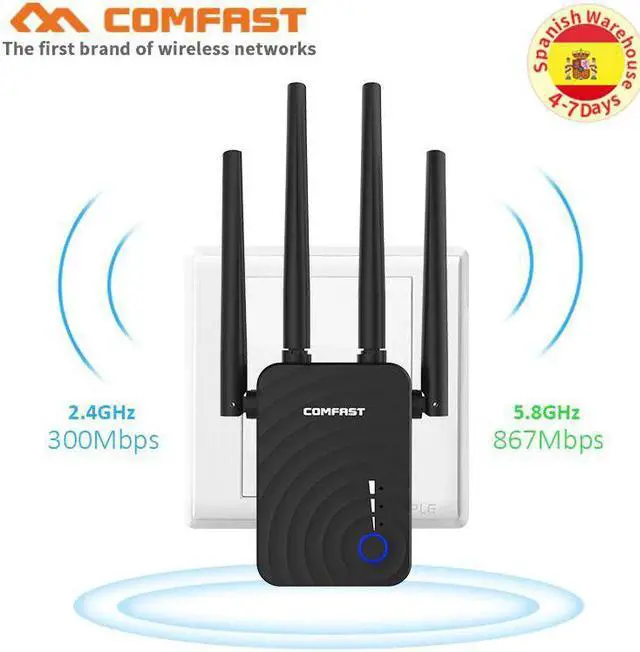Main image of Wireless Wifi Repeater/Router 1200Mbps 2.4G 5G Dual Band Wifi Signal Amplifier Signal Booster Network Range Extender 4 antennas