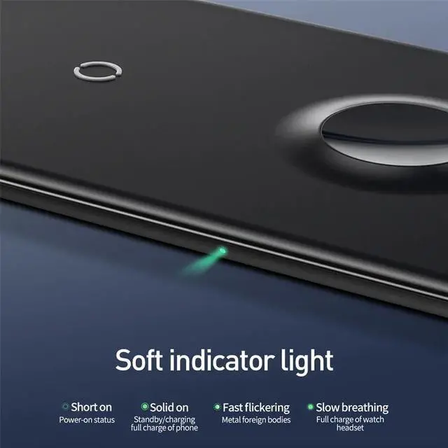 Alt view image 5 of 5 - 3 in 1 Qi Wireless Charger For  Watch For iPhone X XS XR  S10 18W Fast Charger For watch phone 11