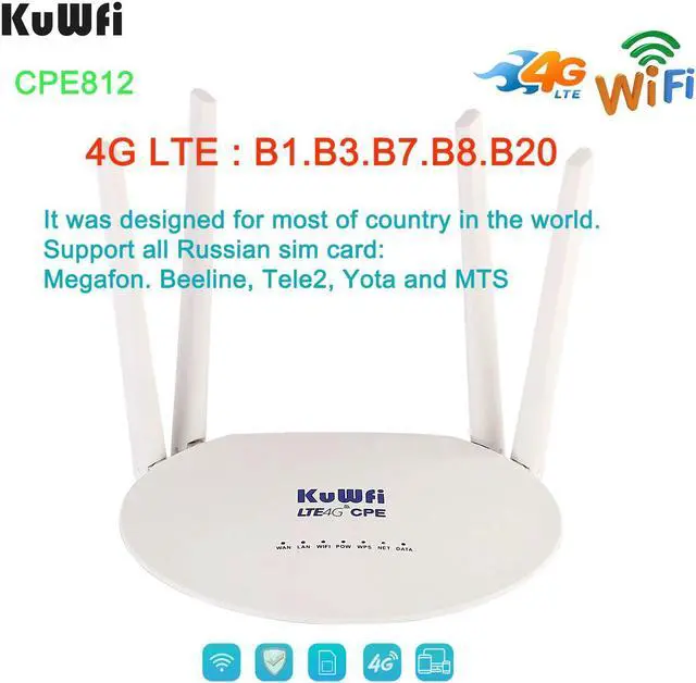 Alt view image 5 of 5 - 4G LTE CPE Router 300Mbps Wireless Router 3G/4G LTE wifi Router With Sim Card Slot&4Pcs External Antenna 32Users