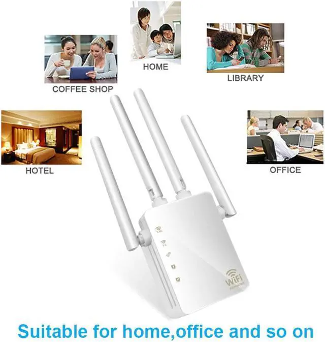Alt view image 3 of 5 - 2.4G/5G Dual Band WiFi Repeater 1200Mbps Wireless Range Extender AP Router Wifi Signal Amplifier with 4 Antennas for Hotel/Home