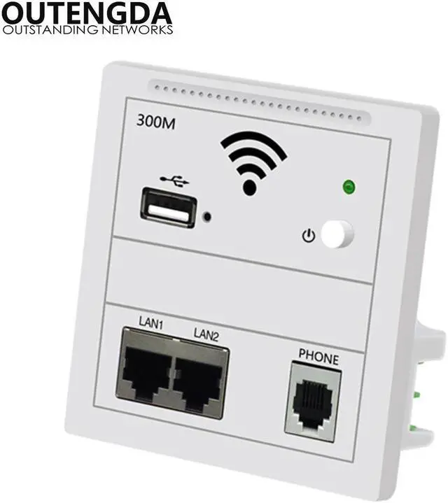 Alt view image 5 of 5 - Wall WiFi Access Pot Wireless AP Repeater WiFi Router 300Mbps IEEE802.3af POE White Gold Black for Hotel Dormitory Office