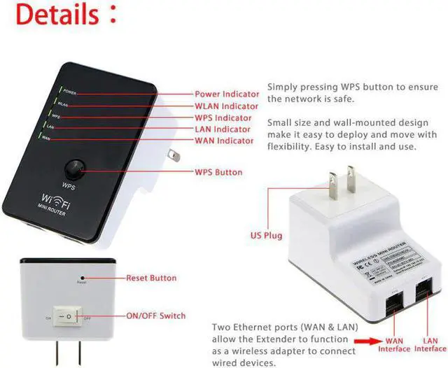Alt view image 2 of 5 - 300Mbps Wireless Wifi Repeater Antenna AP Wireless-N 802.11N/G/B Network Router Range Expander Signal Booster 5 Mode US/EU plug