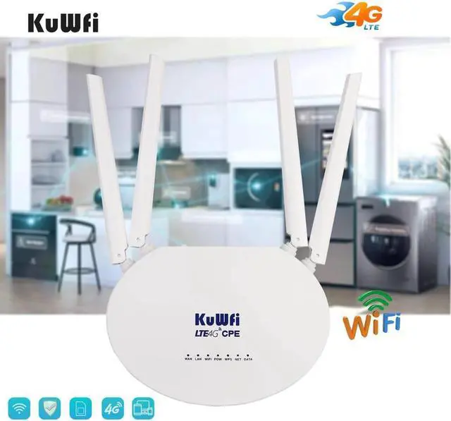 Alt view image 3 of 5 - 4G LTE CPE Router 300Mbps Wireless Router 3G/4G LTE wifi Router With Sim Card Slot&4Pcs External Antenna 32Users