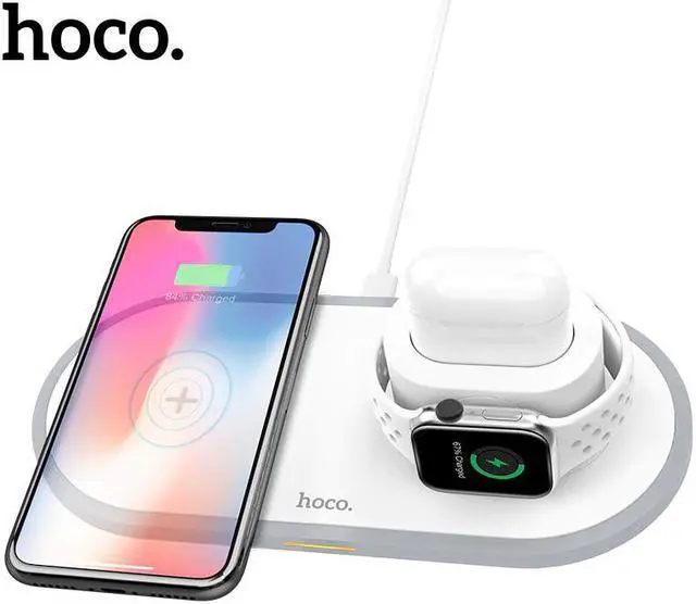 Alt view image 3 of 5 - 3 in 1 Qi Wireless Charger Pad for iPhone 11 pro X XS Max XR for Apple Watch 4 3 2 Airpods 10W Fast Charge For Samsung S10
