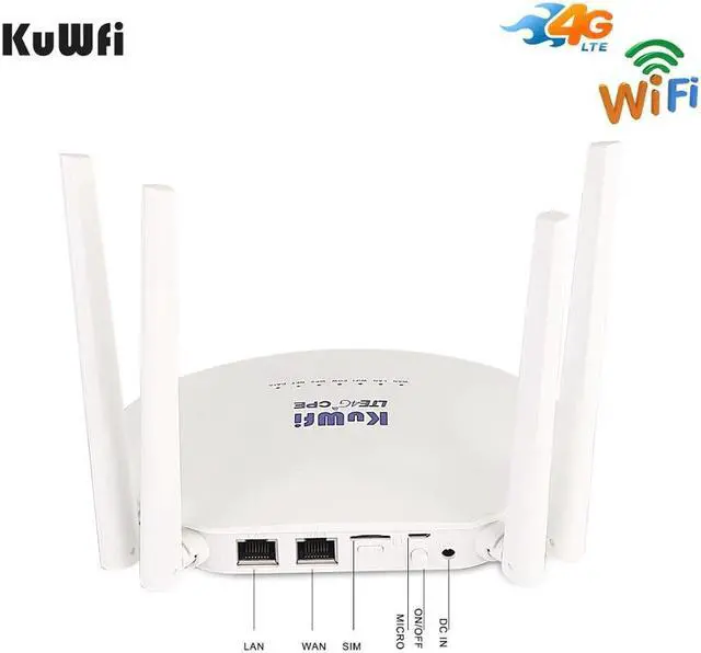 Alt view image 2 of 5 - 4G LTE CPE Router 300Mbps Wireless Router 3G/4G LTE wifi Router With Sim Card Slot&4Pcs External Antenna 32Users