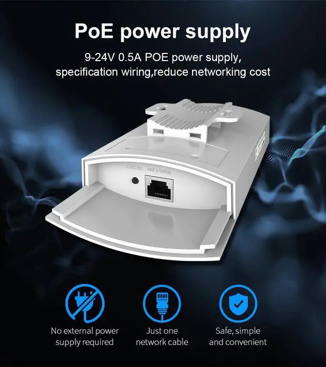 Alt view image 5 of 5 - 1KM WIFI Range Wireless Outdoor CPE Router WIFI Extender 2.4G 300Mbps WiFi Bridge Access Point AP Antenna WI-FI Repeater CF-E130