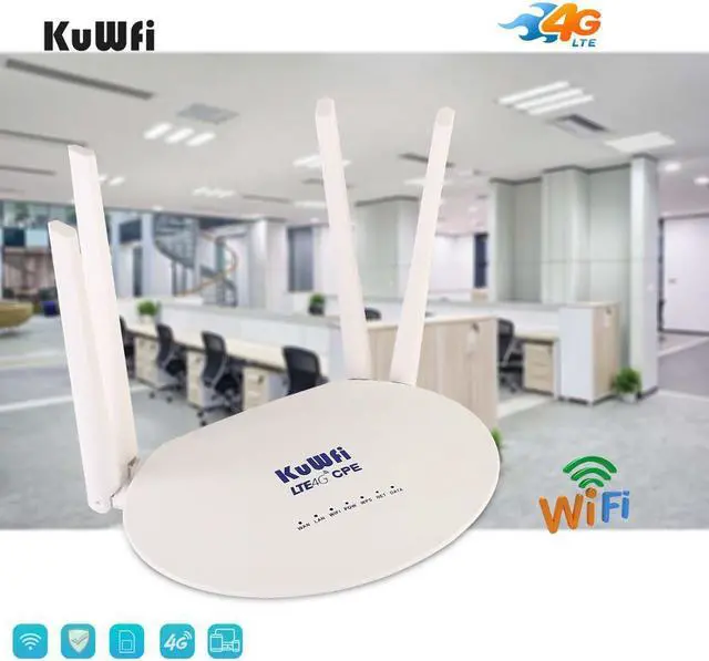 Alt view image 4 of 5 - 4G LTE CPE Router 300Mbps Wireless Router 3G/4G LTE wifi Router With Sim Card Slot&4Pcs External Antenna 32Users
