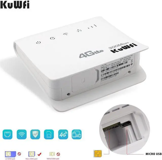 Alt view image 3 of 5 - 300Mbps Router 4G LTE CPE Router Mobile WiFi Wireless Indoor Router 2.4GHz WFi Hotspot With Lan Port SIM Card Slot