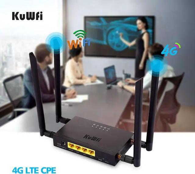 Alt view image 5 of 5 - 4G LTE WiFi Wireless Router 300Mbps Cat 4 High Speed Wifi CPE with SIM Card Slot and 4pcs External Antennas UP To 32 users