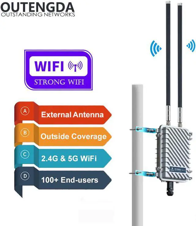 Alt view image 2 of 5 - 11AC 2.4G 5G WiFi Access Point Outdoor CPE AP Router Wi-Fi Signal Amplifier Repeater Outside Long Range WiFi Wireless Router Poe