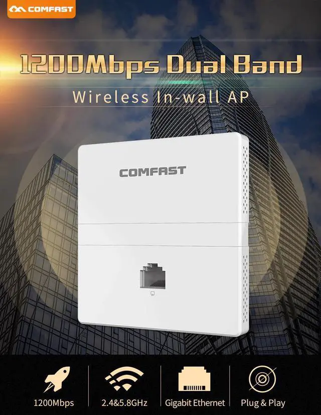 Alt view image 3 of 5 - 1200Mbps Wireless WIFI Access Point Gigabit 11AC Wifi Router WiFi Repeater 1*10/100/1000Mbps WAN/LAN Port Indoor Wall Client+AP