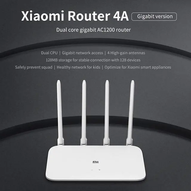 Alt view image 4 of 5 - Mi Router 4A Gigabit Edition 1000M 2.4GHz 5GHz WiFi ROM 16MB DDR3 64MB 128MB High Gain 4 Antennas Remote APP Control
